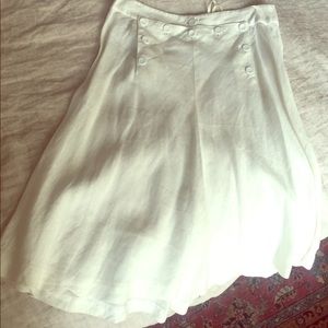 J. Crew White Linen Midi Skirt